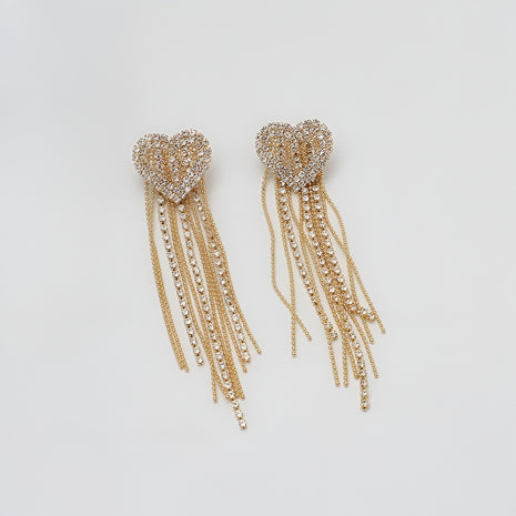Love Heart Shape Crystal Metal Earrings / Ruchi 