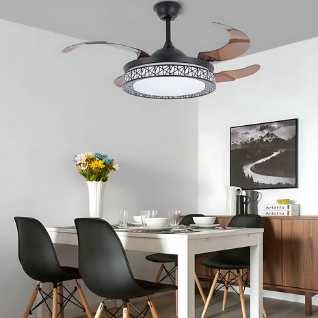 Retractable Ceiling Fan With Light And Remote / Ruchi