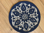 Set of 2 Navy Blue & Beige Floral Beaded Round Placemat / Ruchi