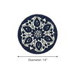 Set of 2 Navy Blue & Beige Floral Beaded Round Placemat / Ruchi