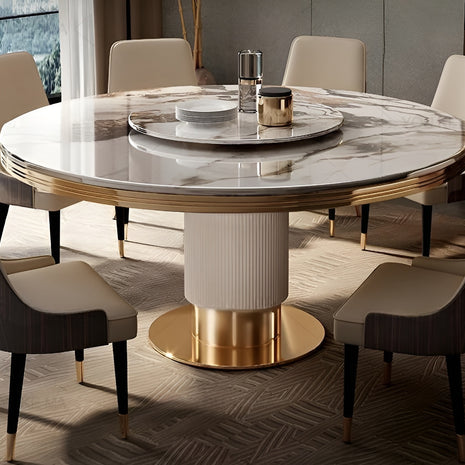 Sleek Marble Top Round Dining Table Set / Ruchi 