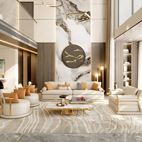 4-Piece Living Room Leather Sofa Set / Ruchi