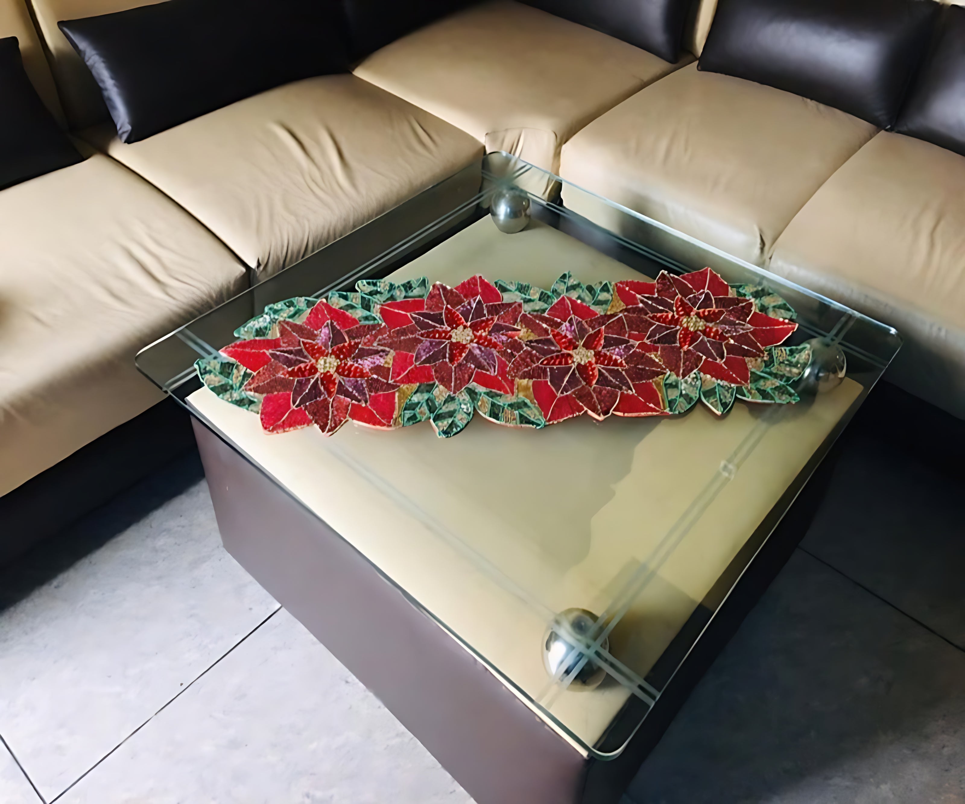 Floral Cutwork Multicolor Beaded Runner / Ruchi