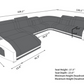 Diamond Design LED Embedded Leather Sectional-Sofa