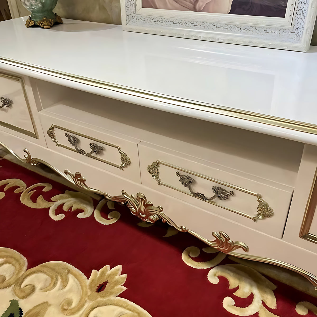 Traditional European Wooden TV Stand