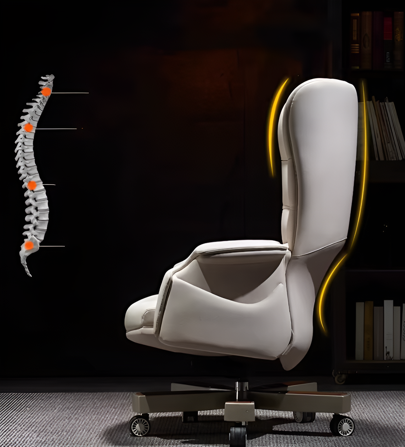 Modern Reclining Leather Ergonomic Office Chair / Ruchi