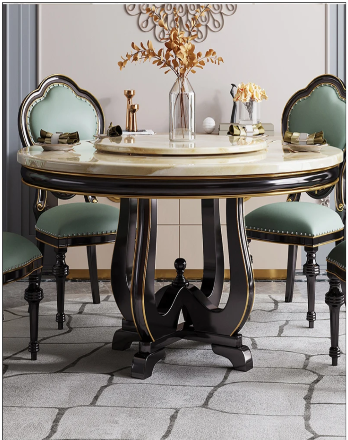 Round Marble Dining Table Set / Ruchi
