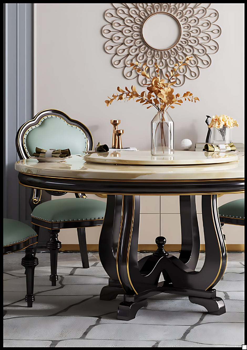 Round Marble Dining Table Set / Ruchi