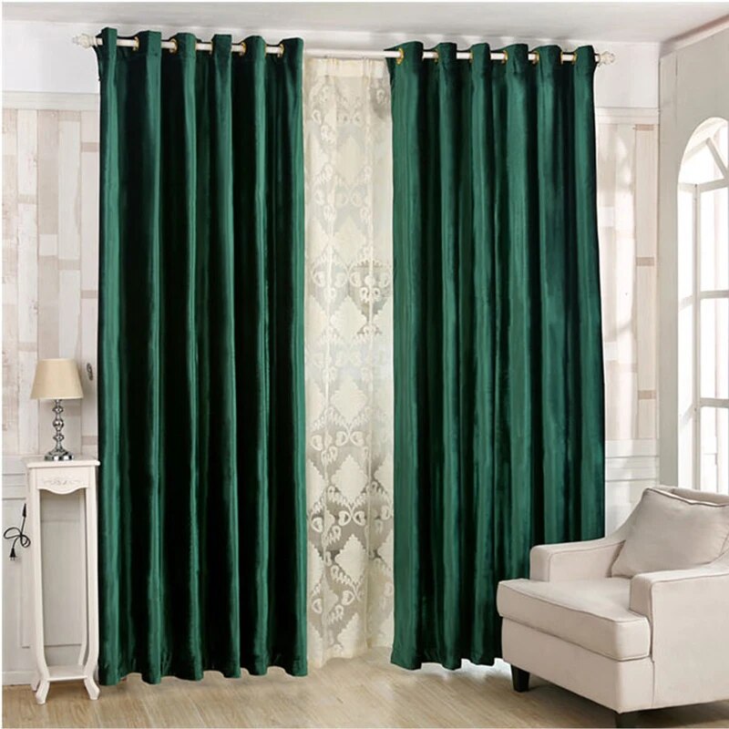 Decorative High Grade Velvet Fabric Tulle Window Curtain / Ruchi