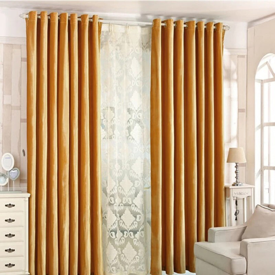 Decorative High Grade Velvet Fabric Tulle Window Curtain / Ruchi