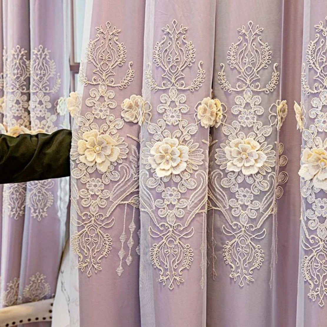 Polyester Fabric Window Curtain For Living Room / Ruchi