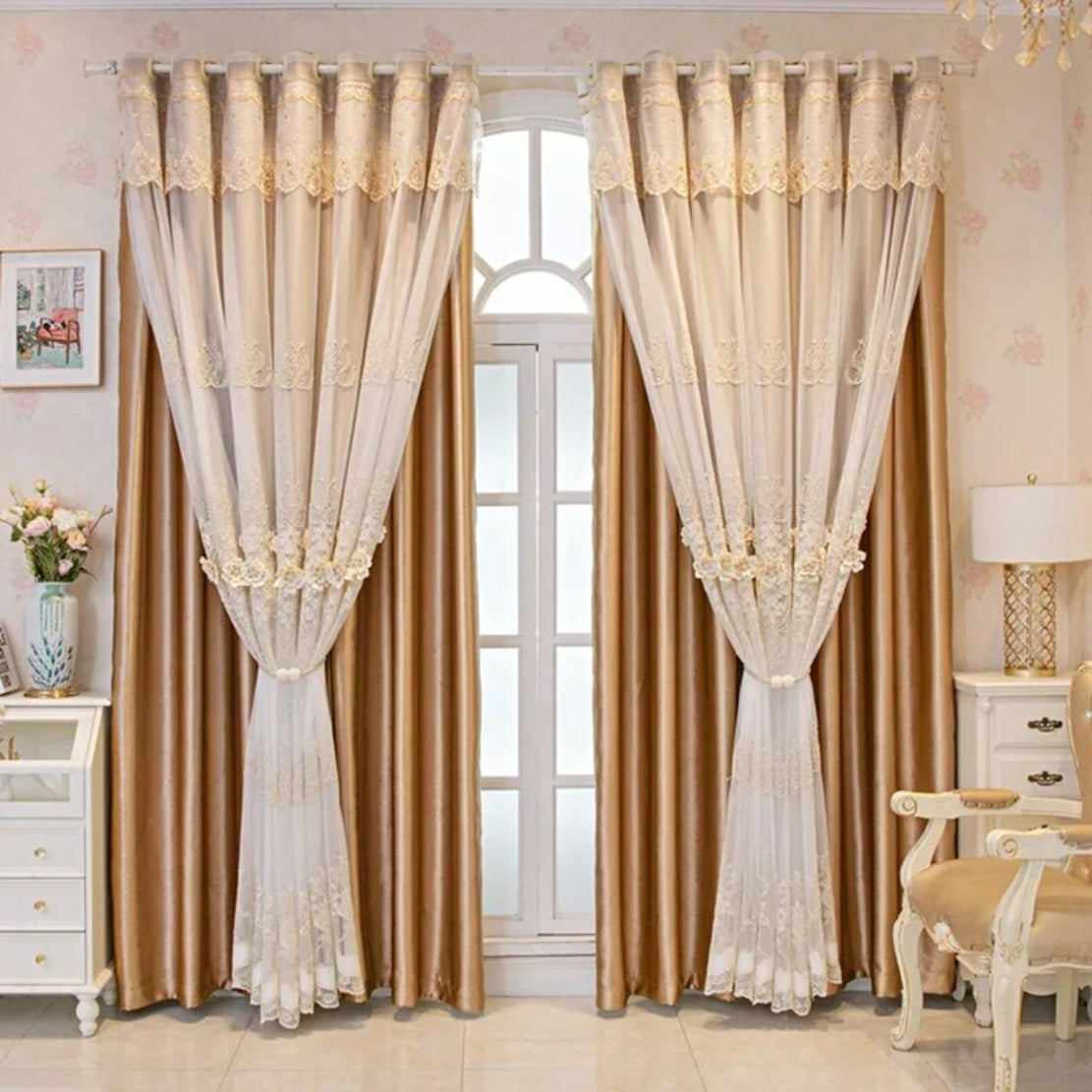 Polyester Fabric Window Curtain For Living Room / Ruchi