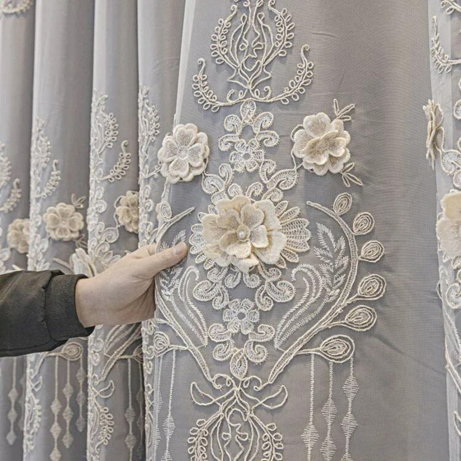 Polyester Fabric Window Curtain For Living Room / Ruchi