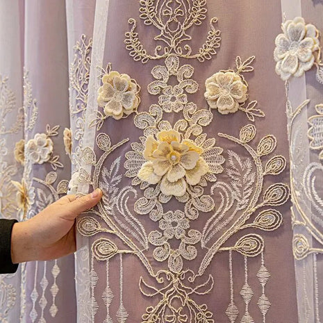 Polyester Fabric Window Curtain For Living Room / Ruchi