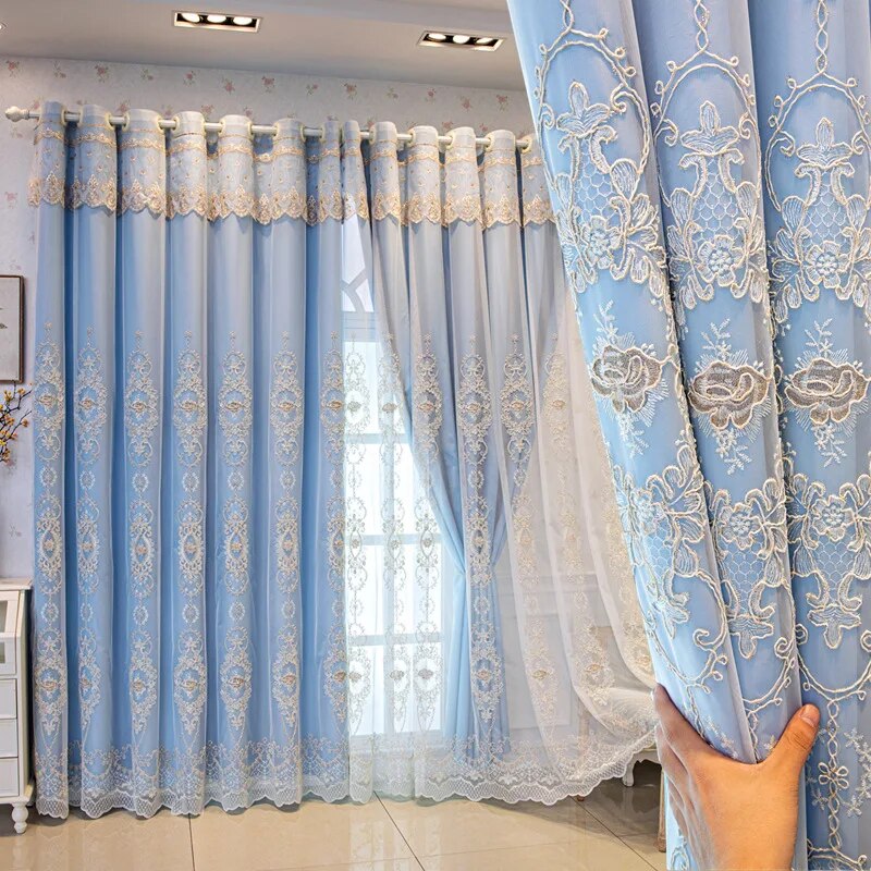 Embroidered Tulle Window Curtain For Bedroom / Ruchi