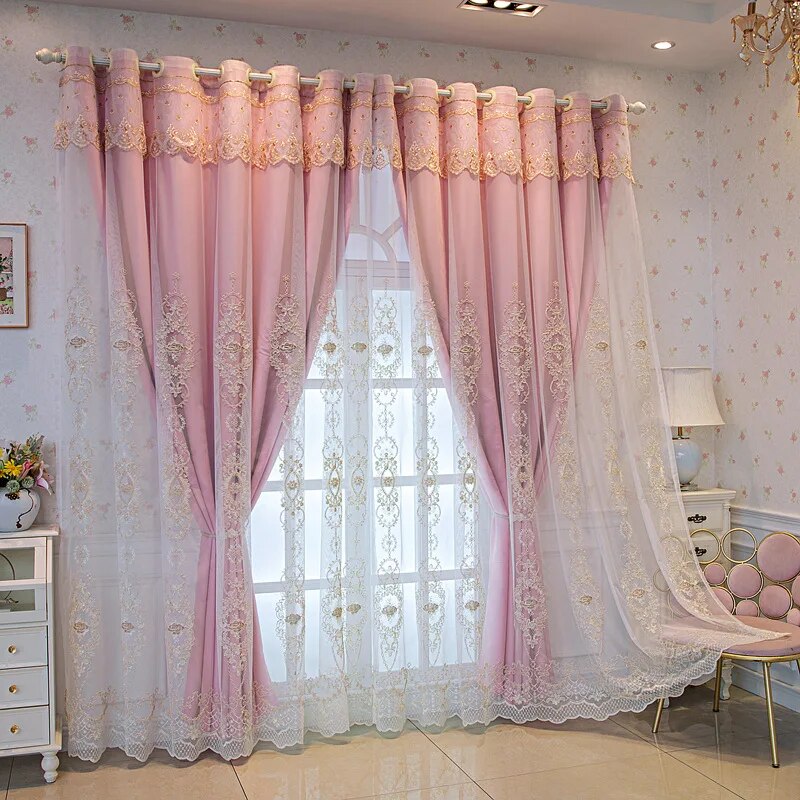 Embroidered Tulle Window Curtain For Bedroom / Ruchi