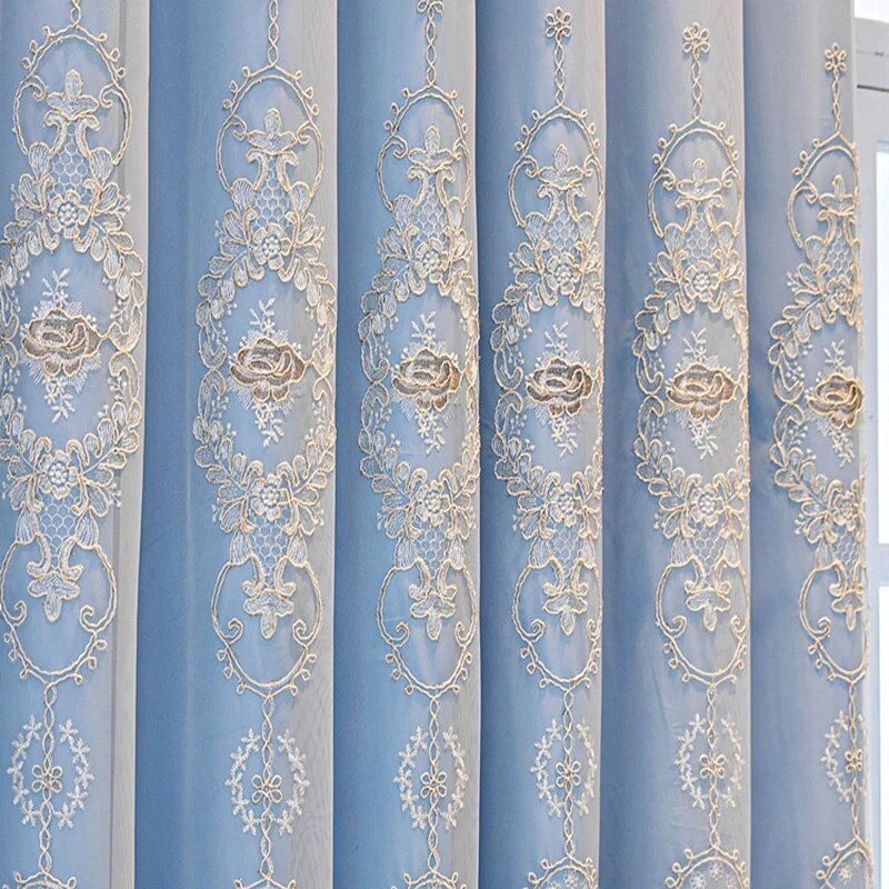 Embroidered Tulle Window Curtain For Bedroom / Ruchi
