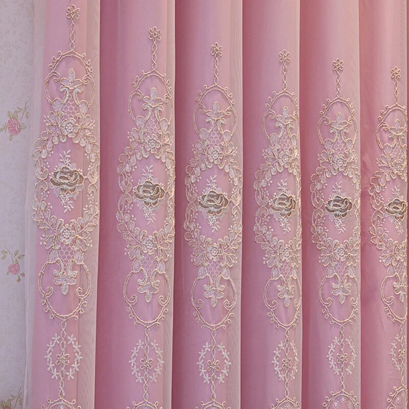 Embroidered Tulle Window Curtain For Bedroom / Ruchi