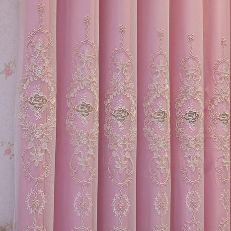 Embroidered Tulle Window Curtain For Bedroom / Ruchi