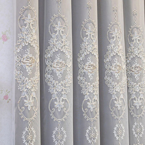 Embroidered Tulle Window Curtain For Bedroom / Ruchi