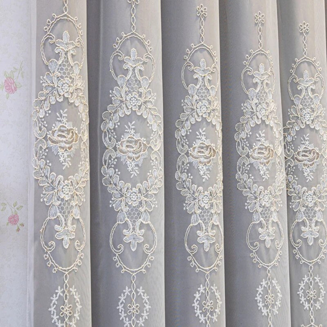 Fabric Embroidered Tulle Curtain Pattern / Ruchi
