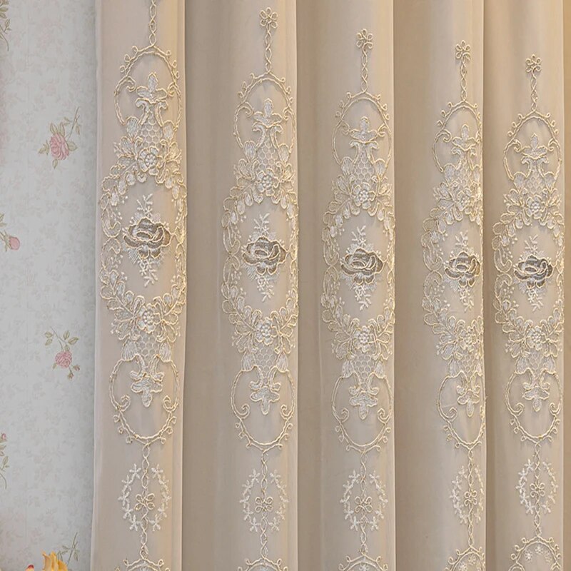 Embroidered Tulle Window Curtain For Bedroom / Ruchi