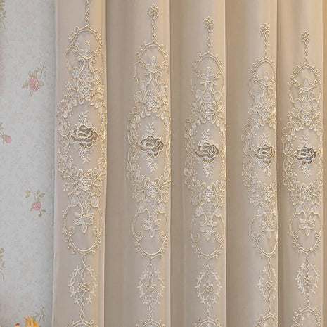 Embroidered Tulle Window Curtain For Bedroom / Ruchi