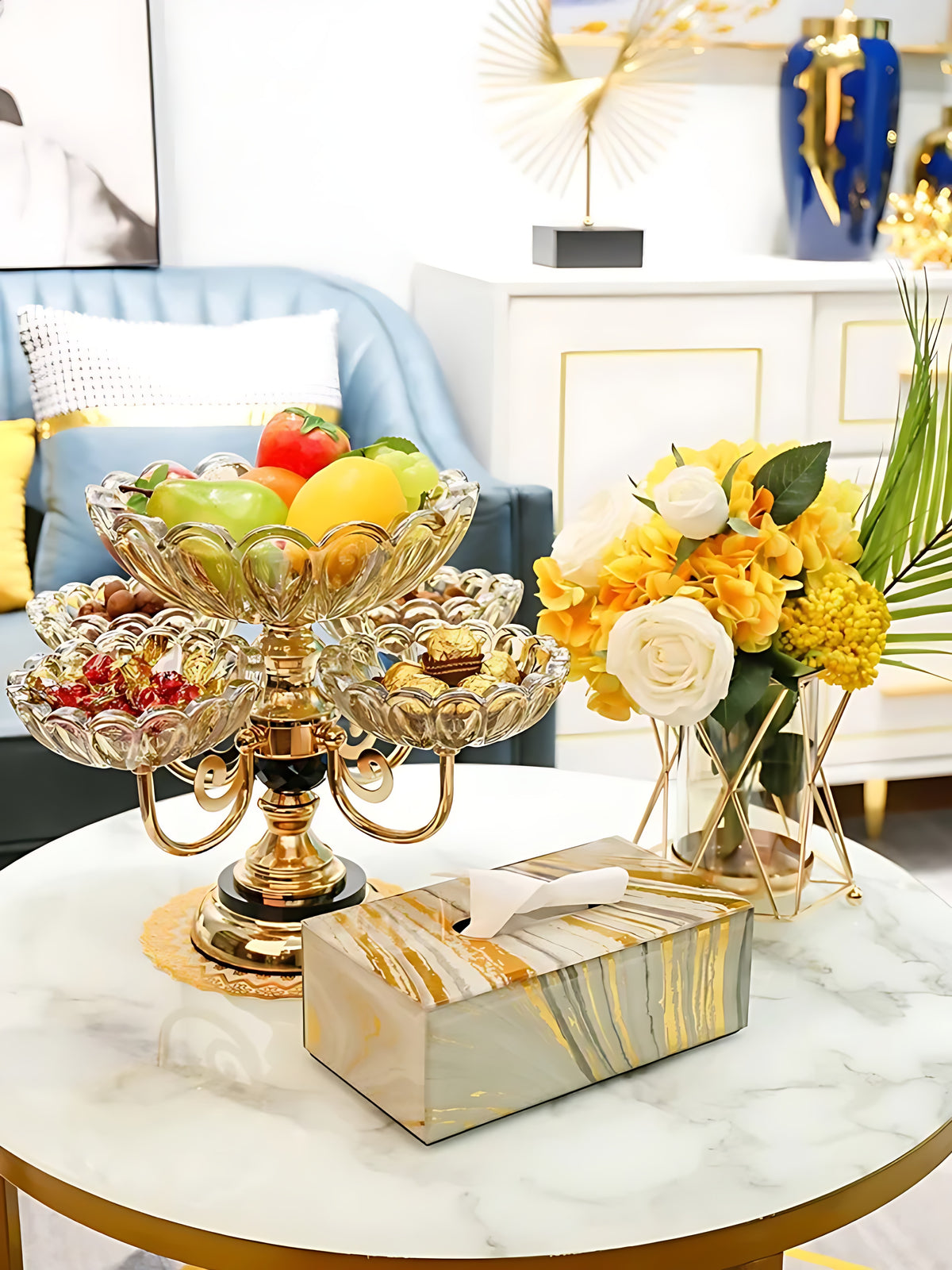 Modern Fruit Stand With 5 Bowls For Counter / Ruchi