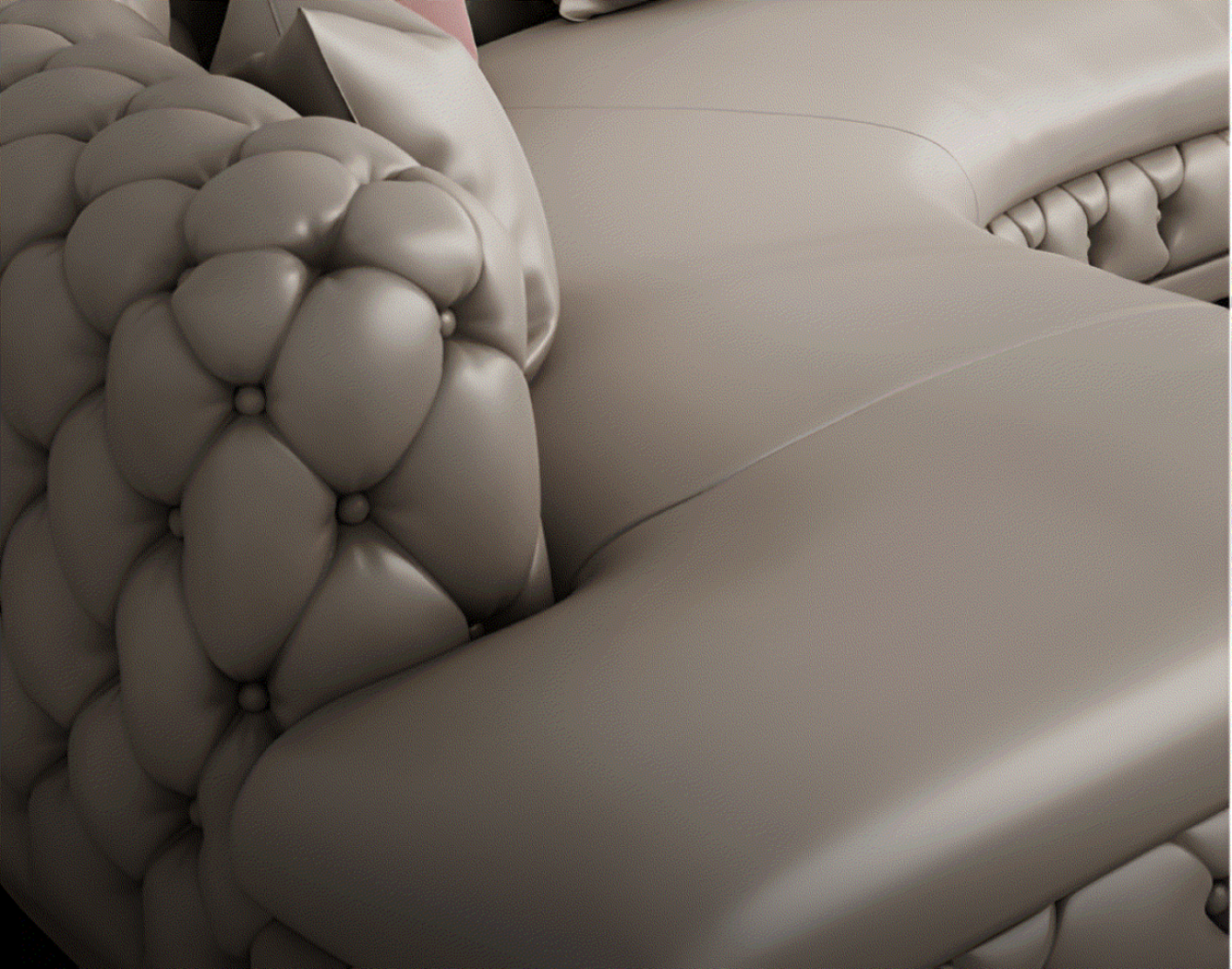 Curved Button Tufted Leather Sectional Sofa
