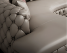 Curved Button Tufted Leather Sectional Sofa