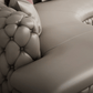 Curved Button Tufted Leather Sectional Sofa / Ruchi