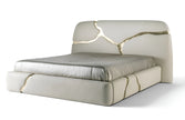 Crackle Design Leather Bed / Ruchi