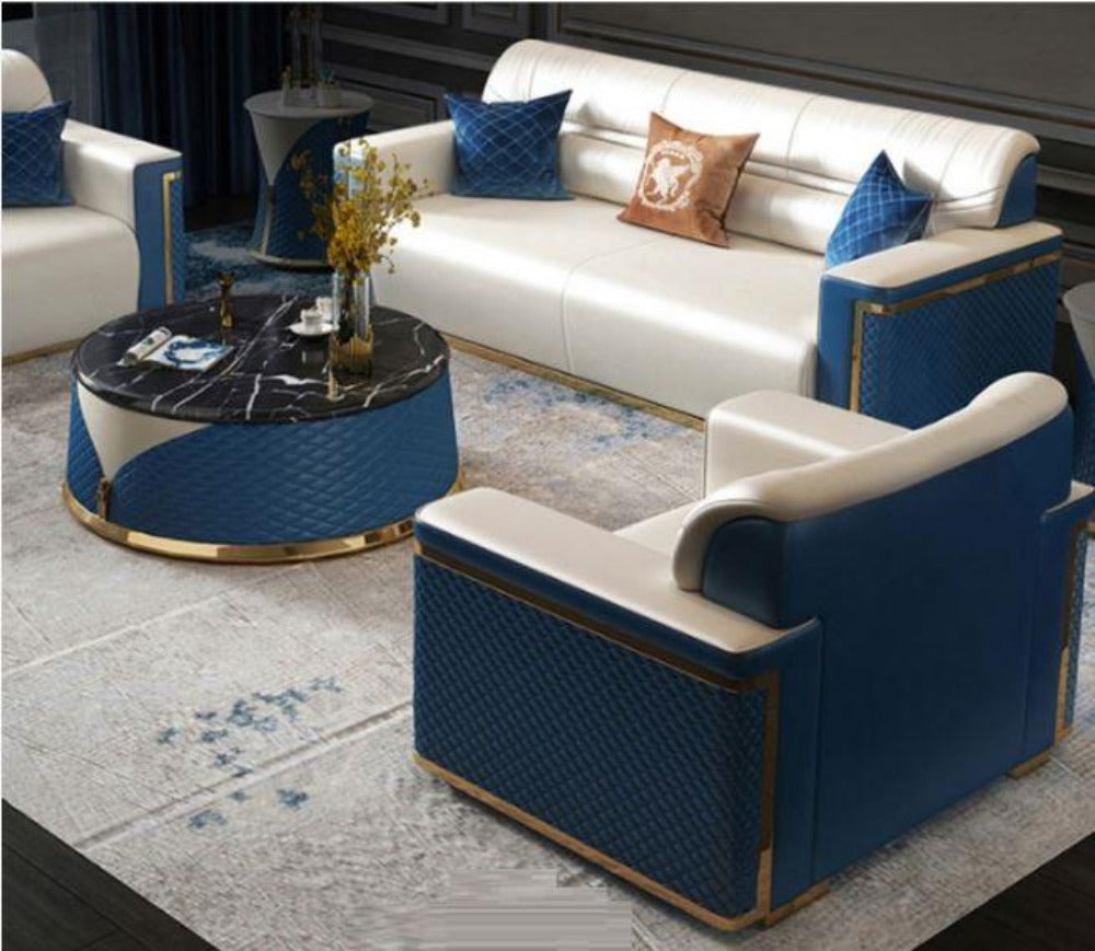 3 Piece Leather Sofa Set For Living Room / Ruchi