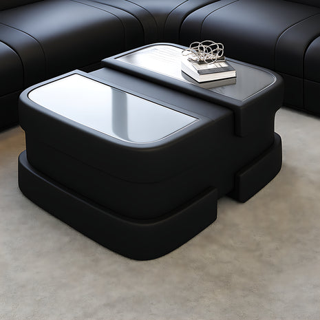 Extendable Glass Top Leather Coffee Table / Ruchi