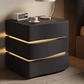 Solid Wooden Leather Bedside Table With LED / Ruchi