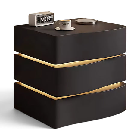 Wooden Leather Bedside Table With LED / Ruchi