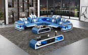 Power Reclining LED Leather Sectional Sofa / Ruchi