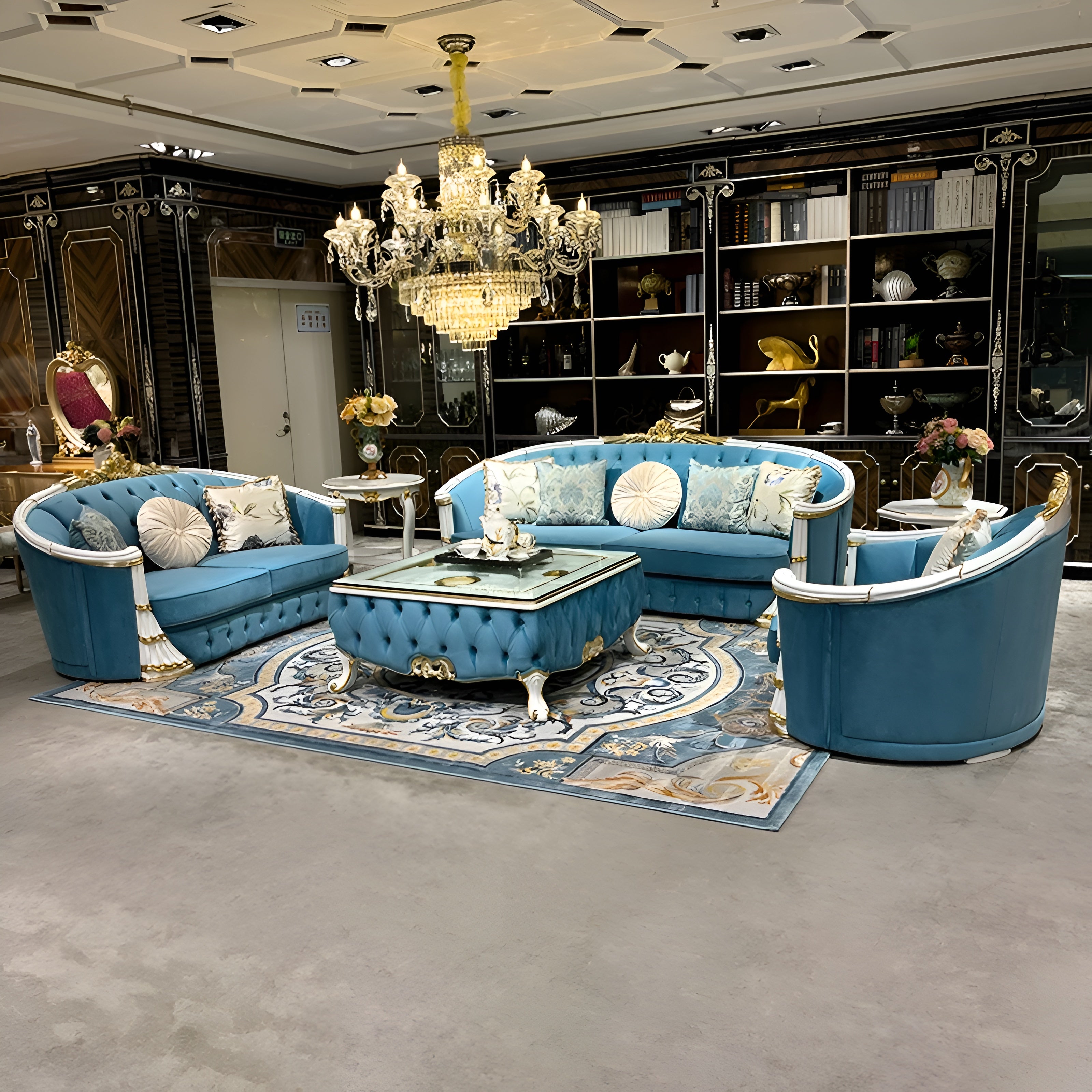 Velvet European Sofa Set of 3 / Ruchi