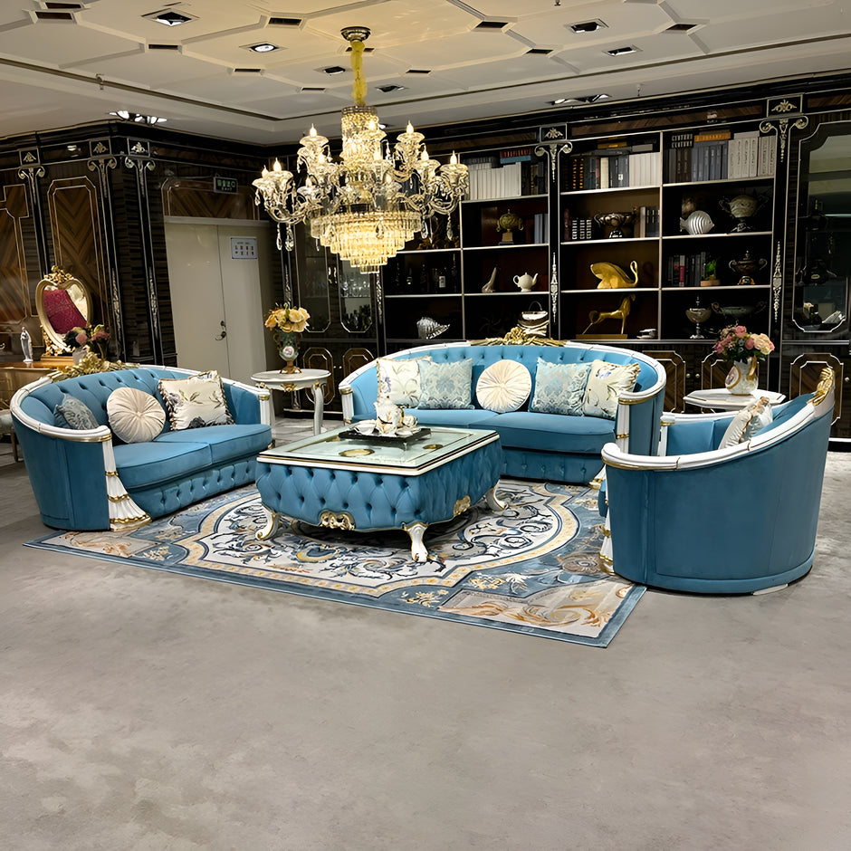 Velvet European Sofa Set of 3 / Ruchi