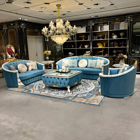 Velvet European Sofa Set of 3 / Ruchi