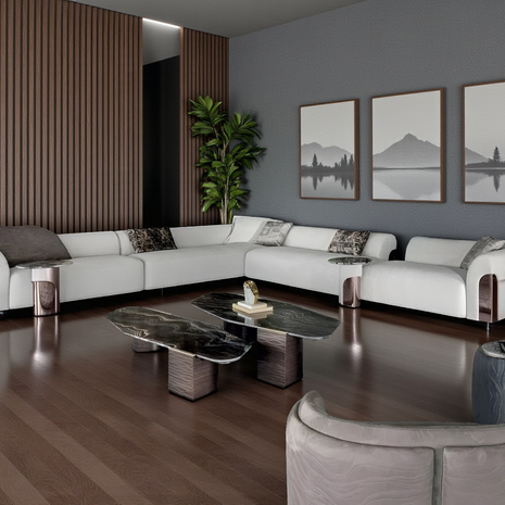 Magnificent Boucle Fabric Sectional L-Shaped Sofa / Ruchi