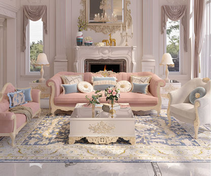 European Button-tufted Fabric Sofa Set