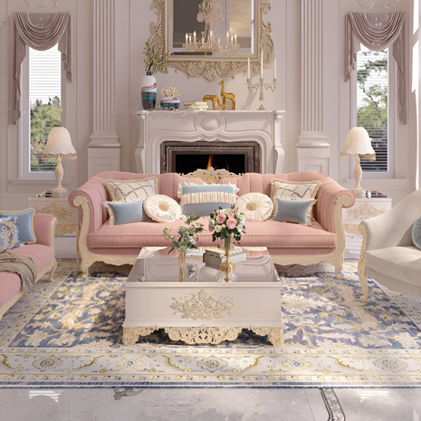 European Button-tufted Fabric Sofa Set