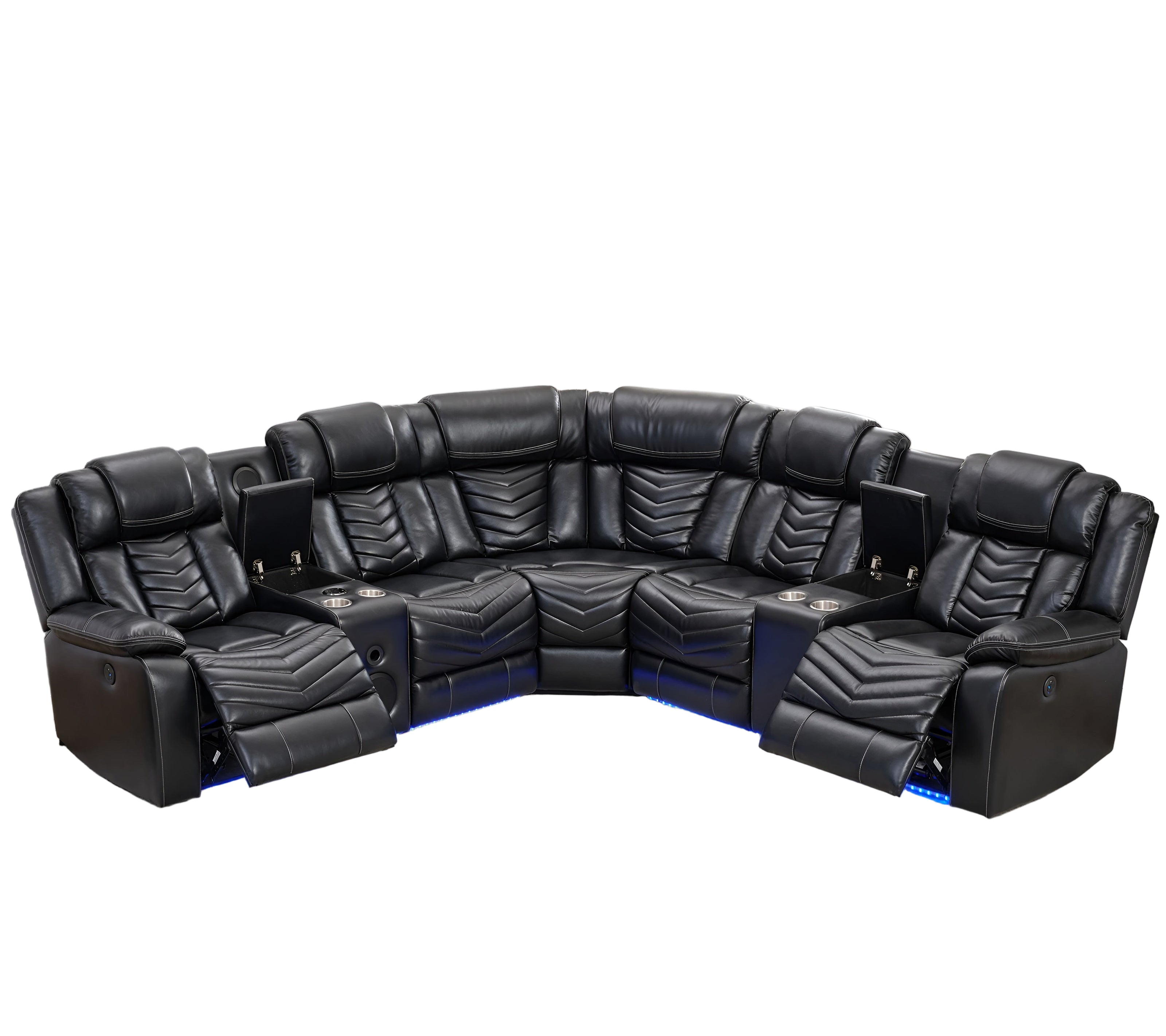 Multifunctional Electric Recliner LED Sectional Leather Sofa