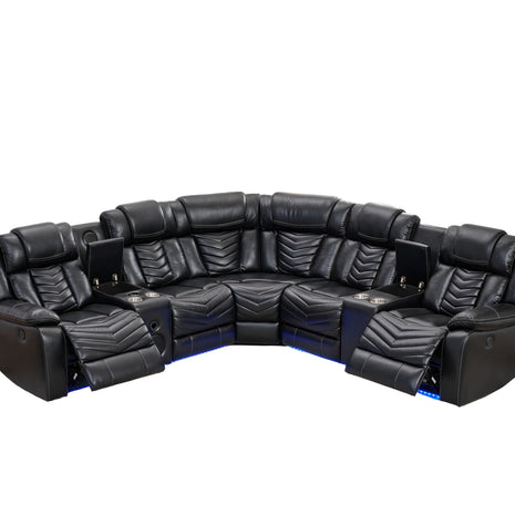 Multifunctional Electric Recliner LED Sectional Leather Sofa