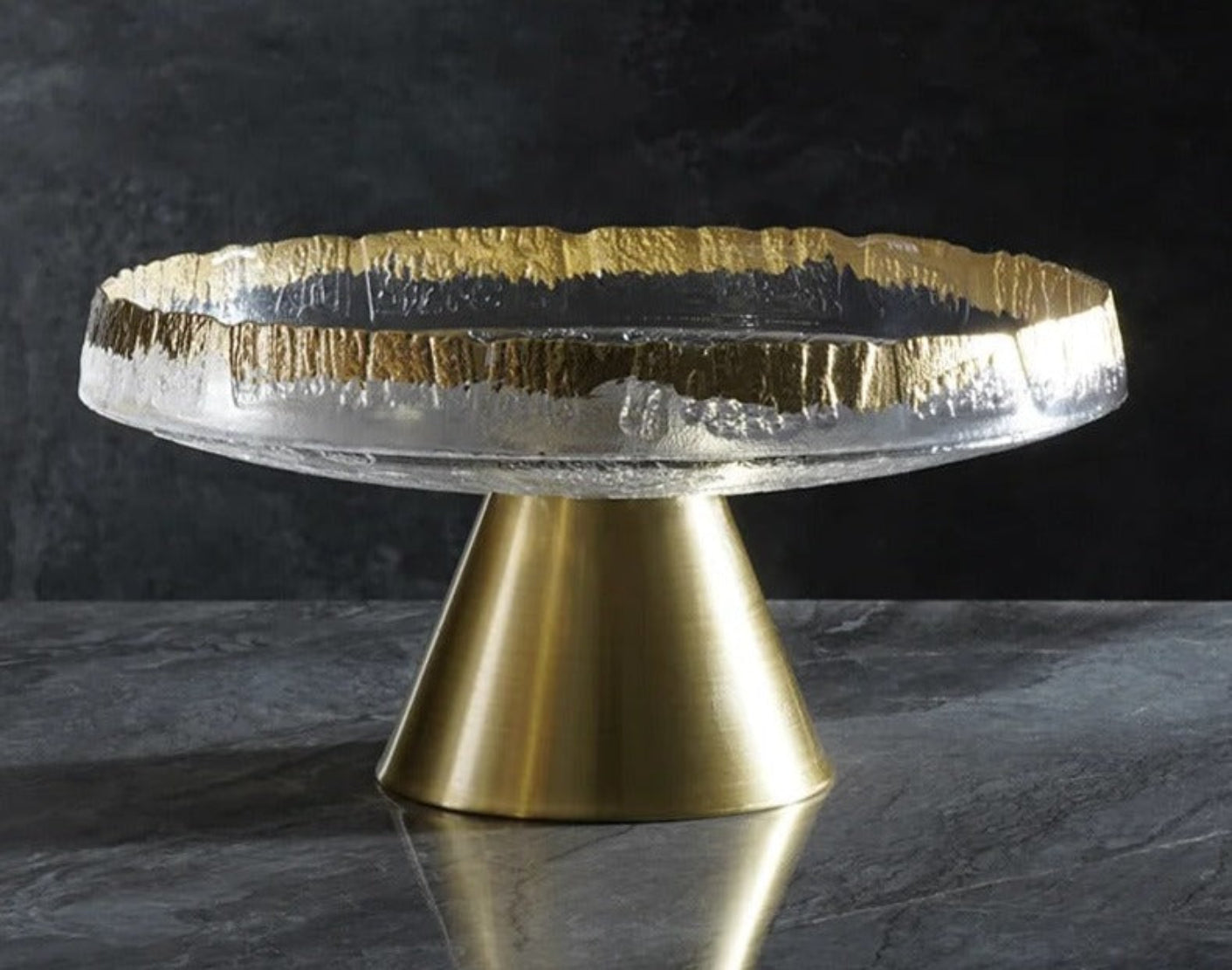 Golden Glass Top Fruit Bowl Stand / Ruchi