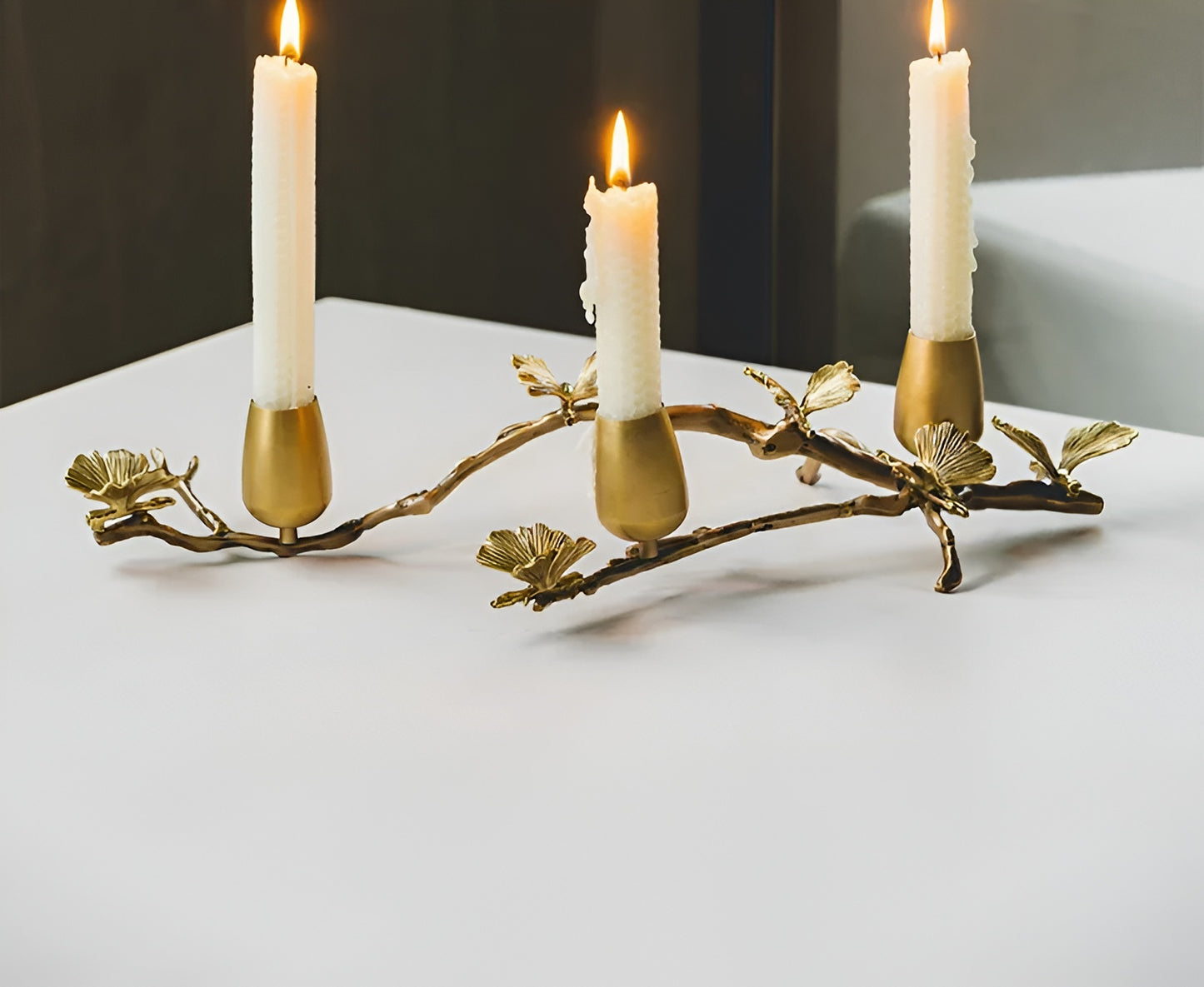 Nature Butterfly Design Brass Candle Holder