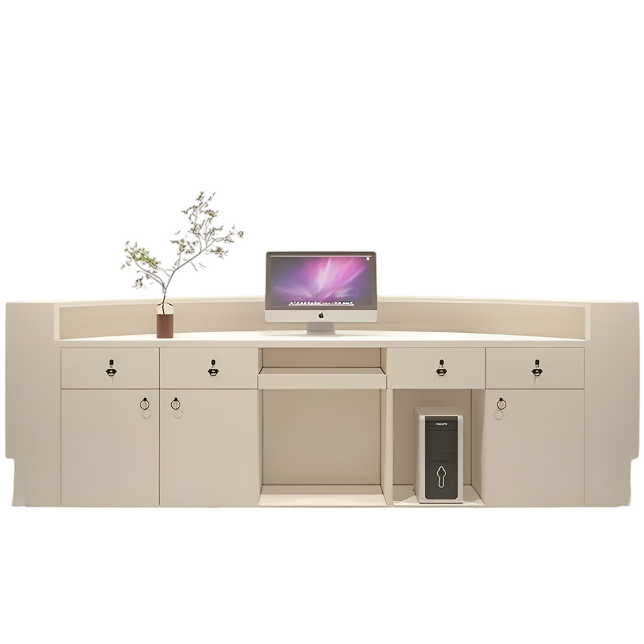 Modern LED Curved Wooden Reception Desk / Ruchi