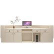 Modern LED Curved Wooden Reception Desk / Ruchi