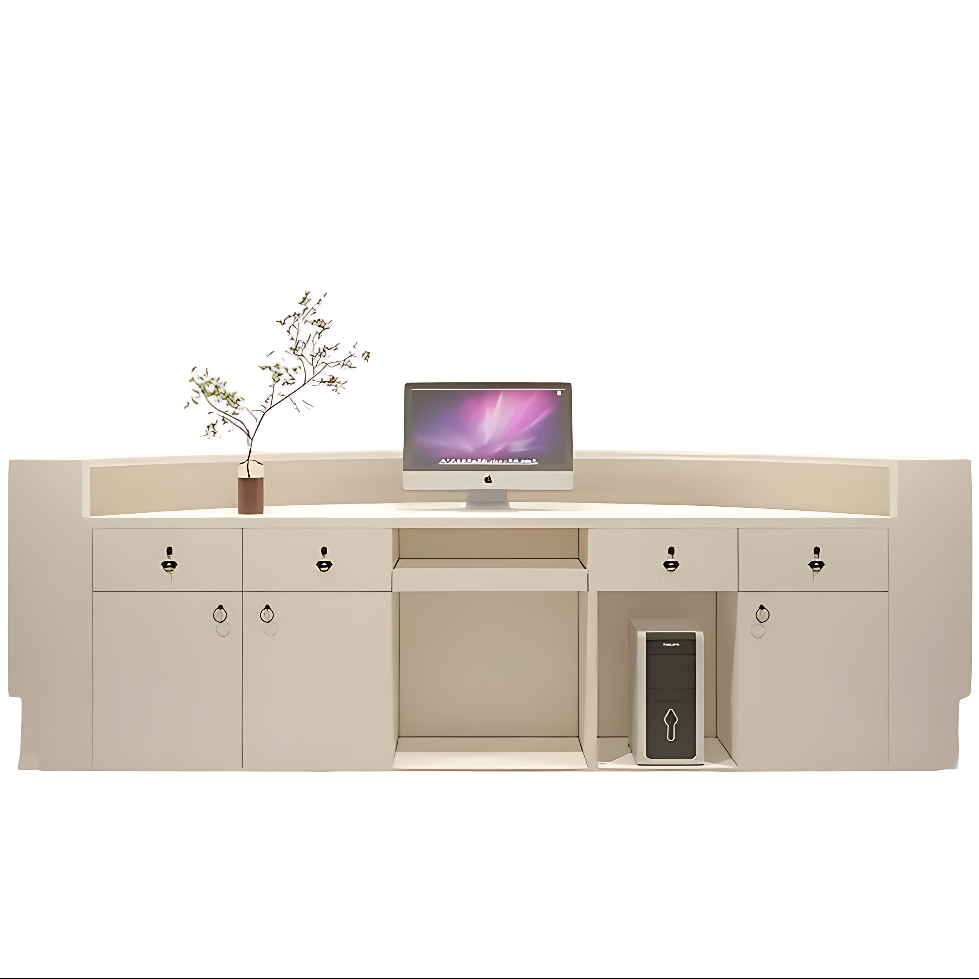 Modern LED 105 Inch Curved Wooden Reception Desk / Ruchi 